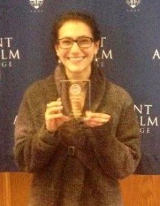 Sadie Hazelkorn '15 was named Best Witness at the regional Intercollegiate Mock Trial Tournament.