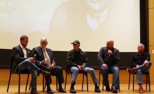 From left, David Carlson, Rik Carlson, Jerry Lembcke, Soren Sorensen and John Wilson discuss the documentary "My Father's Vietnam" during a recent presentation.