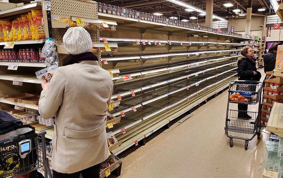 empty supermarket shelves