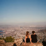 Panorama of Clark students looking at South African city; photo courtesy Emma Nicodemus