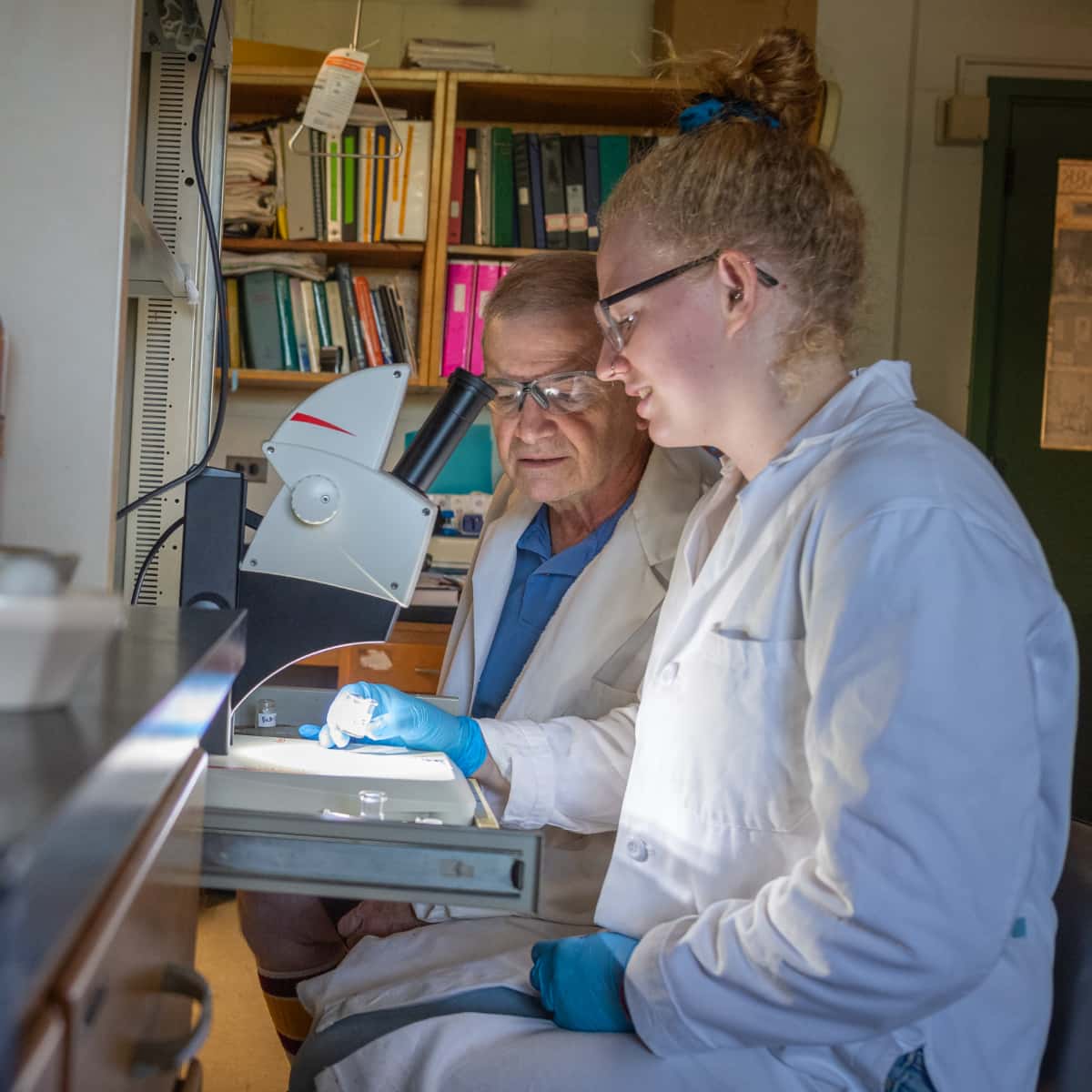 Katie Meehan works in the chemistry lab