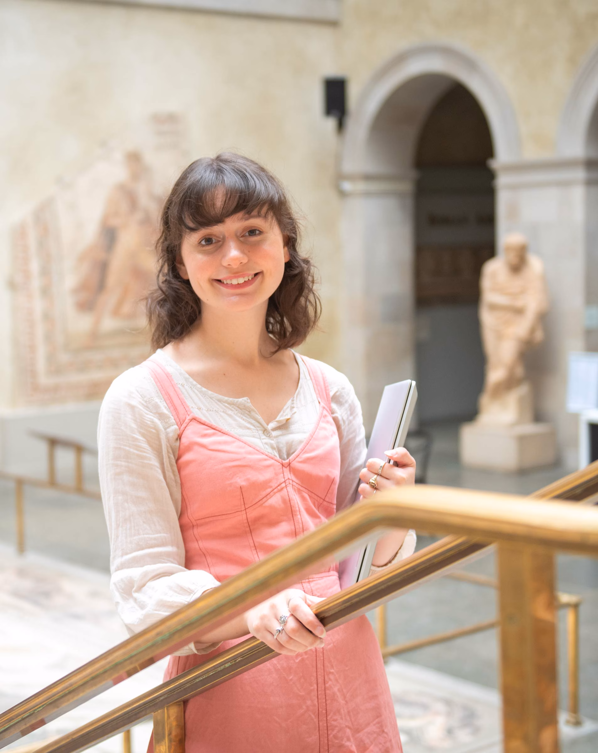 Abbie Hart in the atrium of the Worcester Art Museum