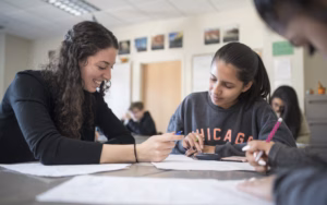 students working on a project together