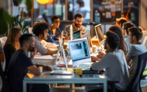 Student at work on computers