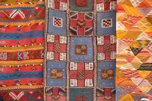 Woven American textile showing both middle eastern and Central American cultural influences