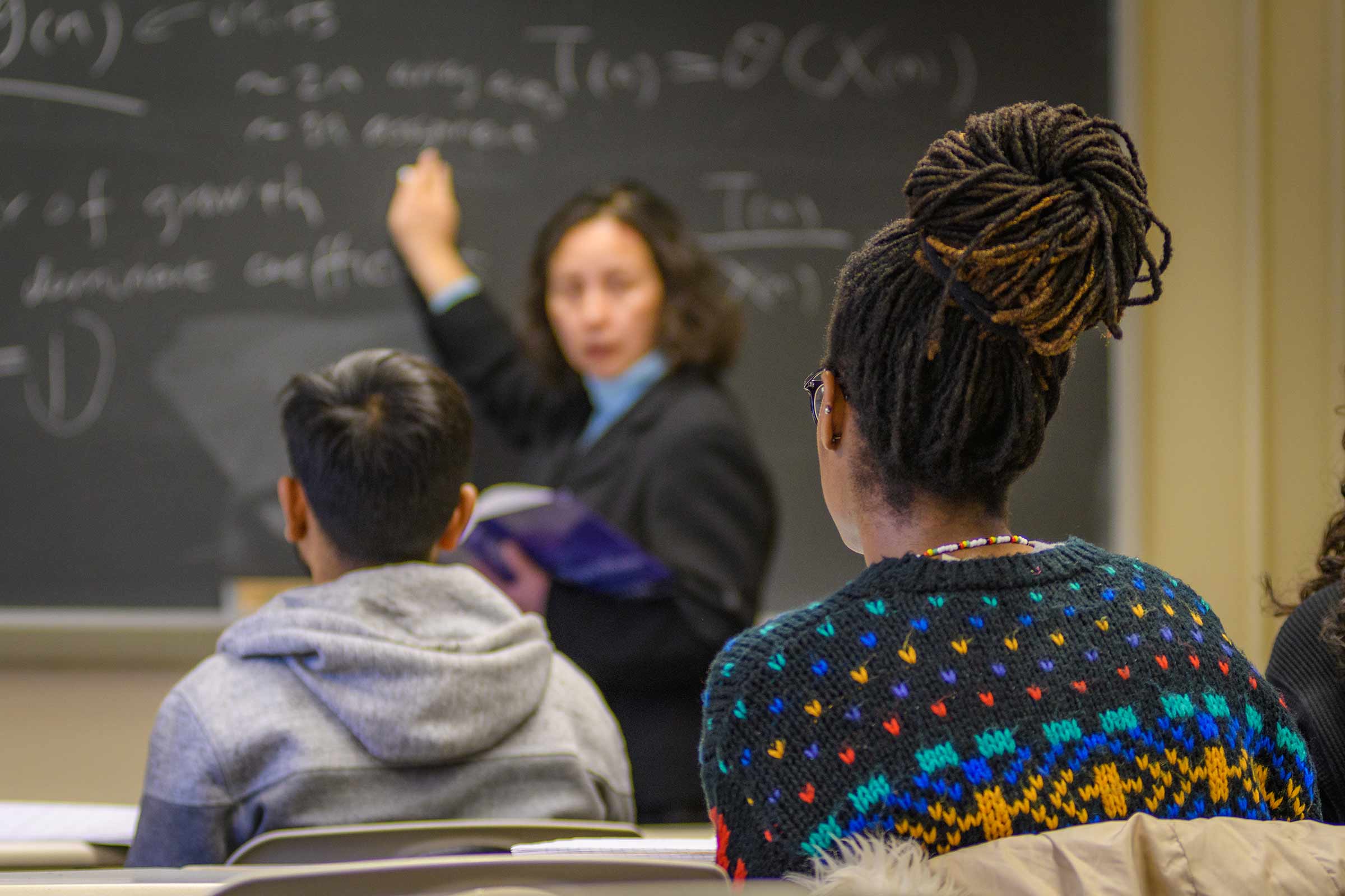A computer science classroom focuses on algorithms