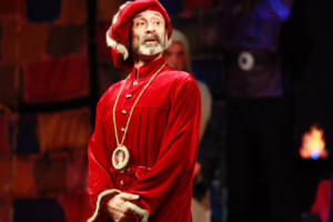A Shakespearean actor performs