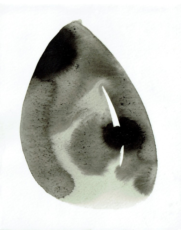 Black Tear 2014-2020, Ink, beeswax on paper