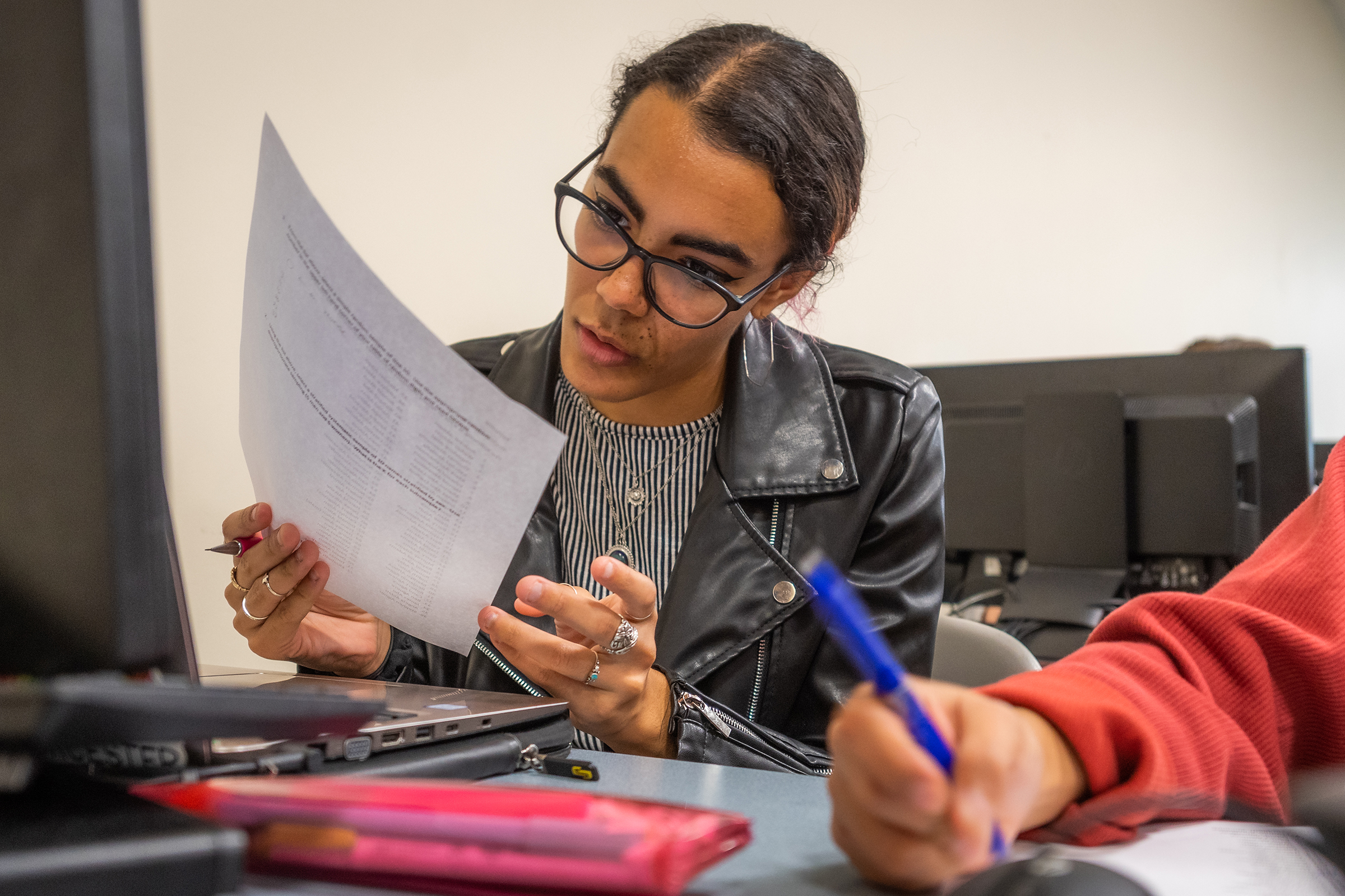 Student filling out form