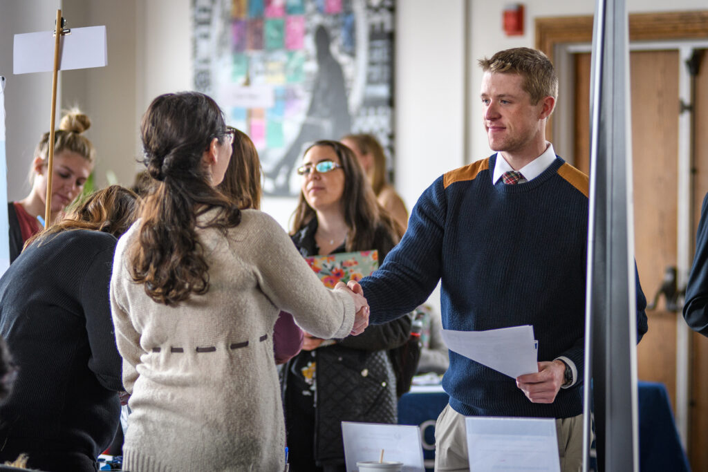 student at career fair / internship fair