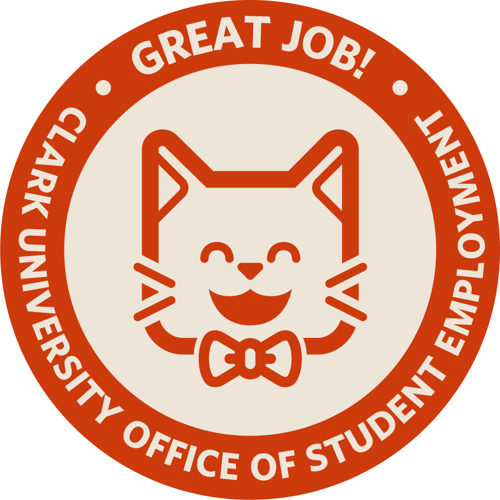 circle with happy cat icon in the middle with great job and office of student employment around it