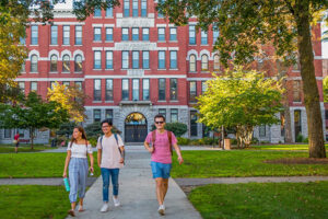 Students walking on campus