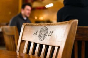 an empty seat in the dining hall