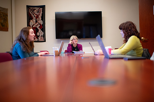 students consult with their professor