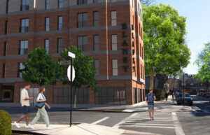 Rendering of a proposed affordable housing project submitted by Massachusetts graduate students, Worcester M