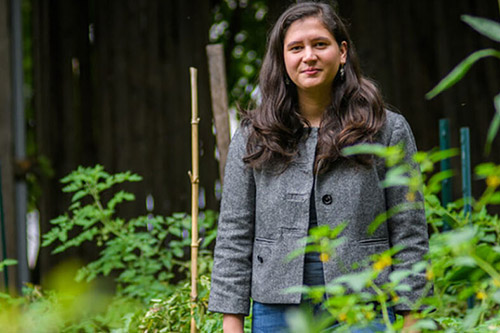 A Department of Sustainability and Social Justice student works with community members in an educational setting