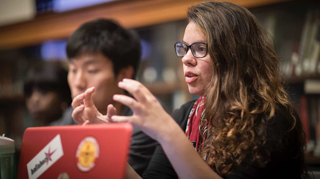 students participate in an International Development class