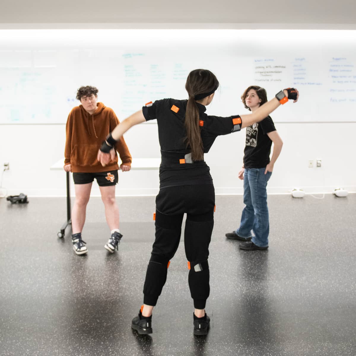 Students using motion capture technology