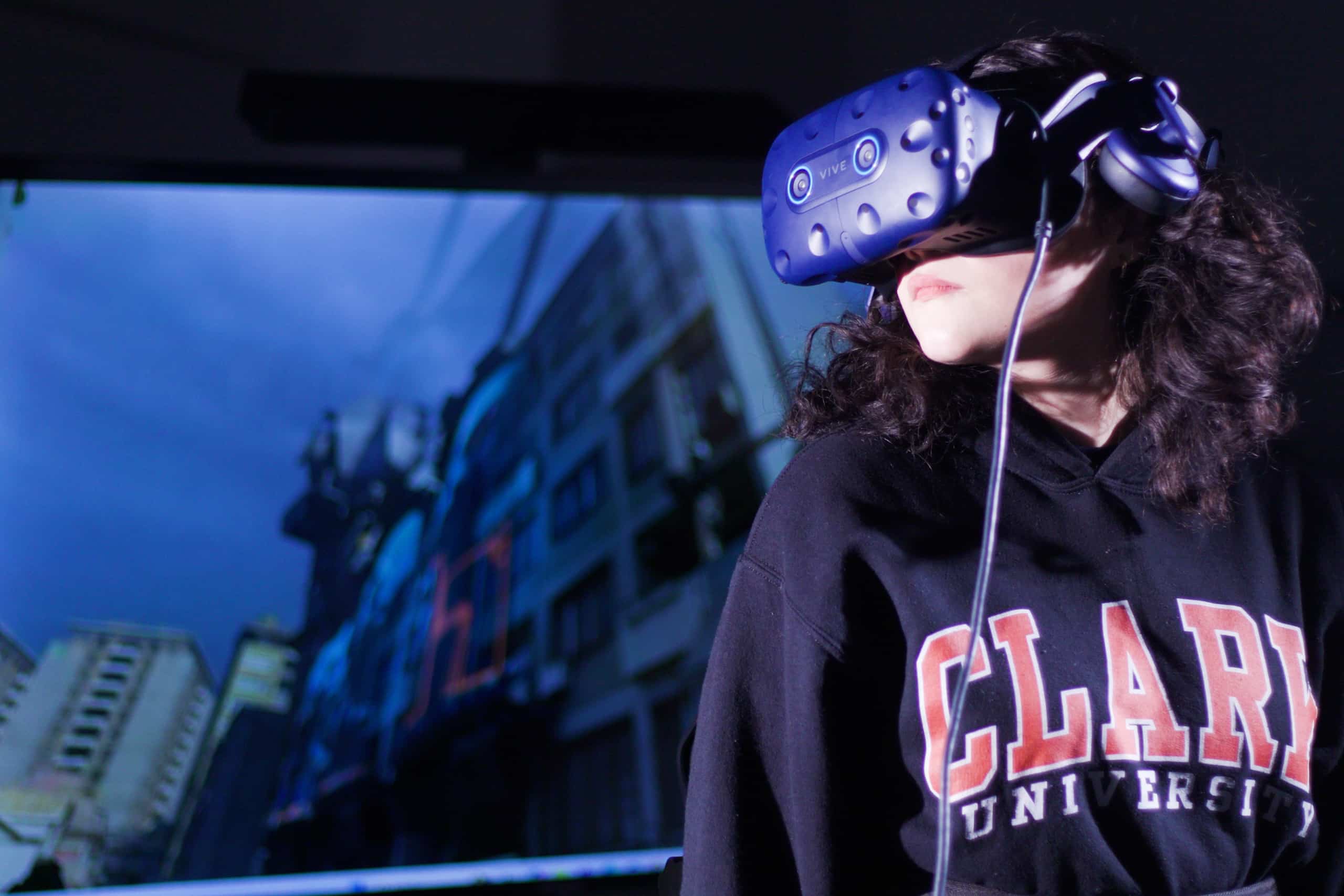 A student play tests virtual reality software