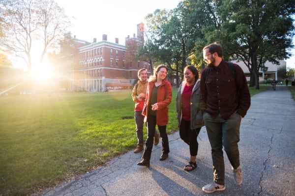 Students walking through campus