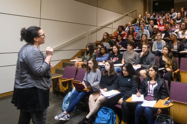 Students attend an Intro to Anthropology lecture