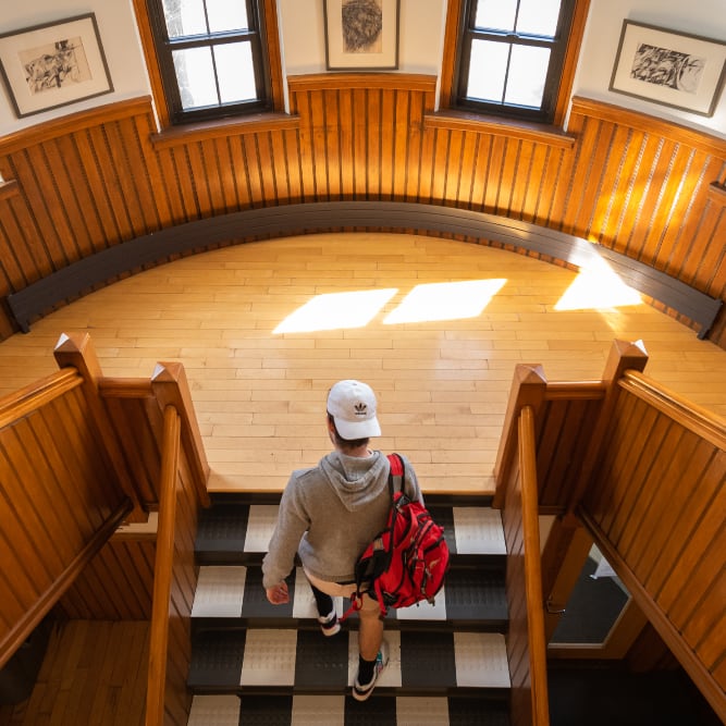 a student in Traina Hall