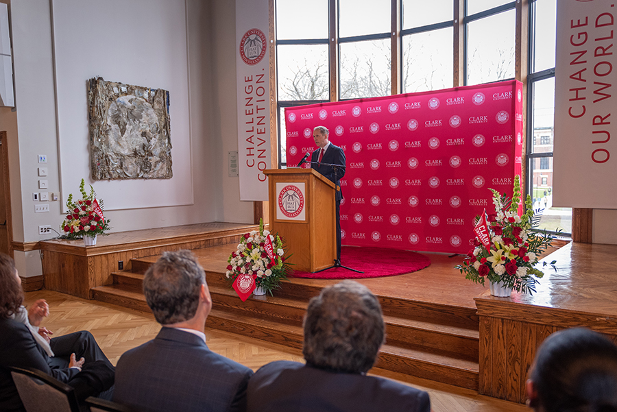 President David Fithian speaking at podium
