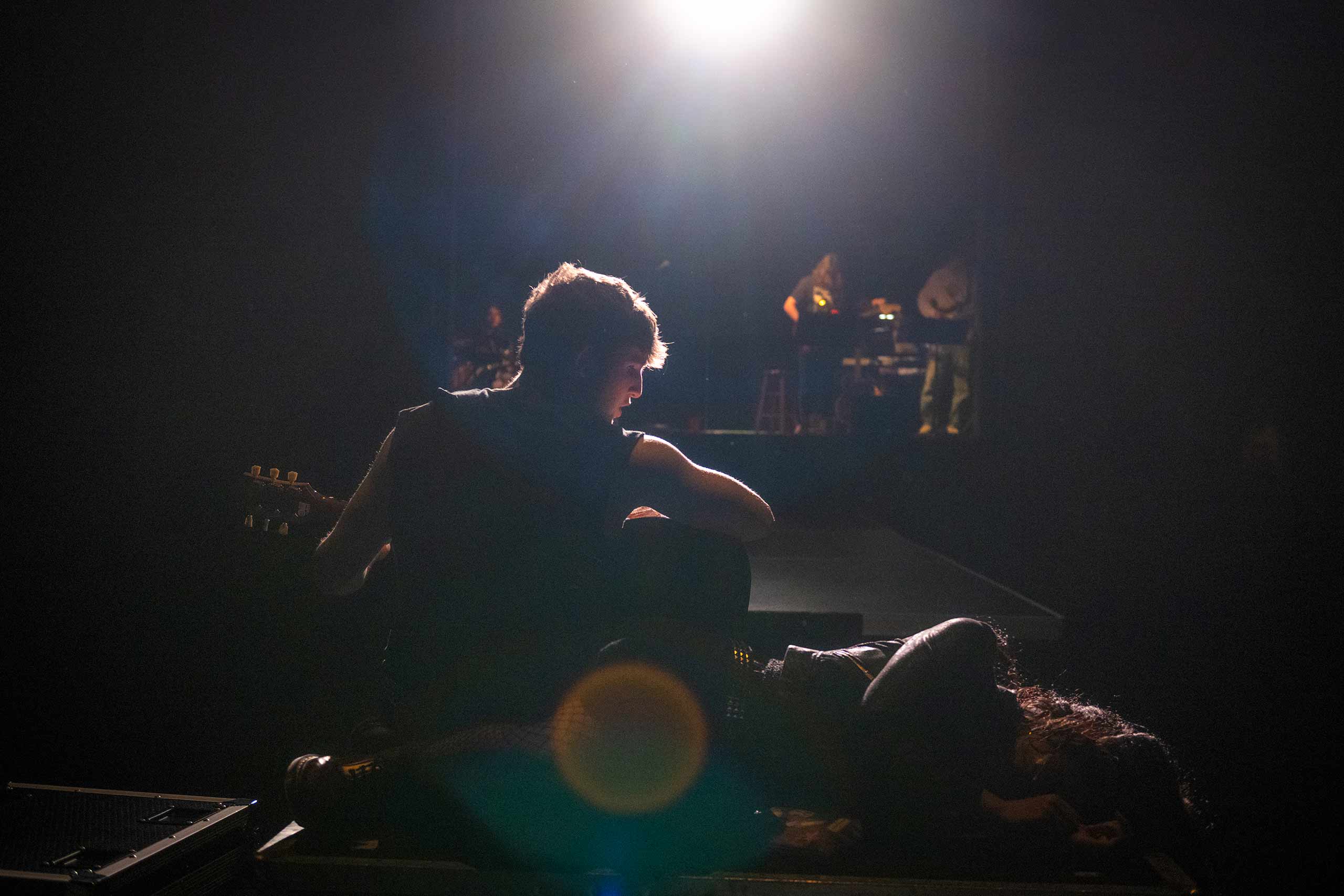 Students rehearsing for the production, American Idiot, Clark University