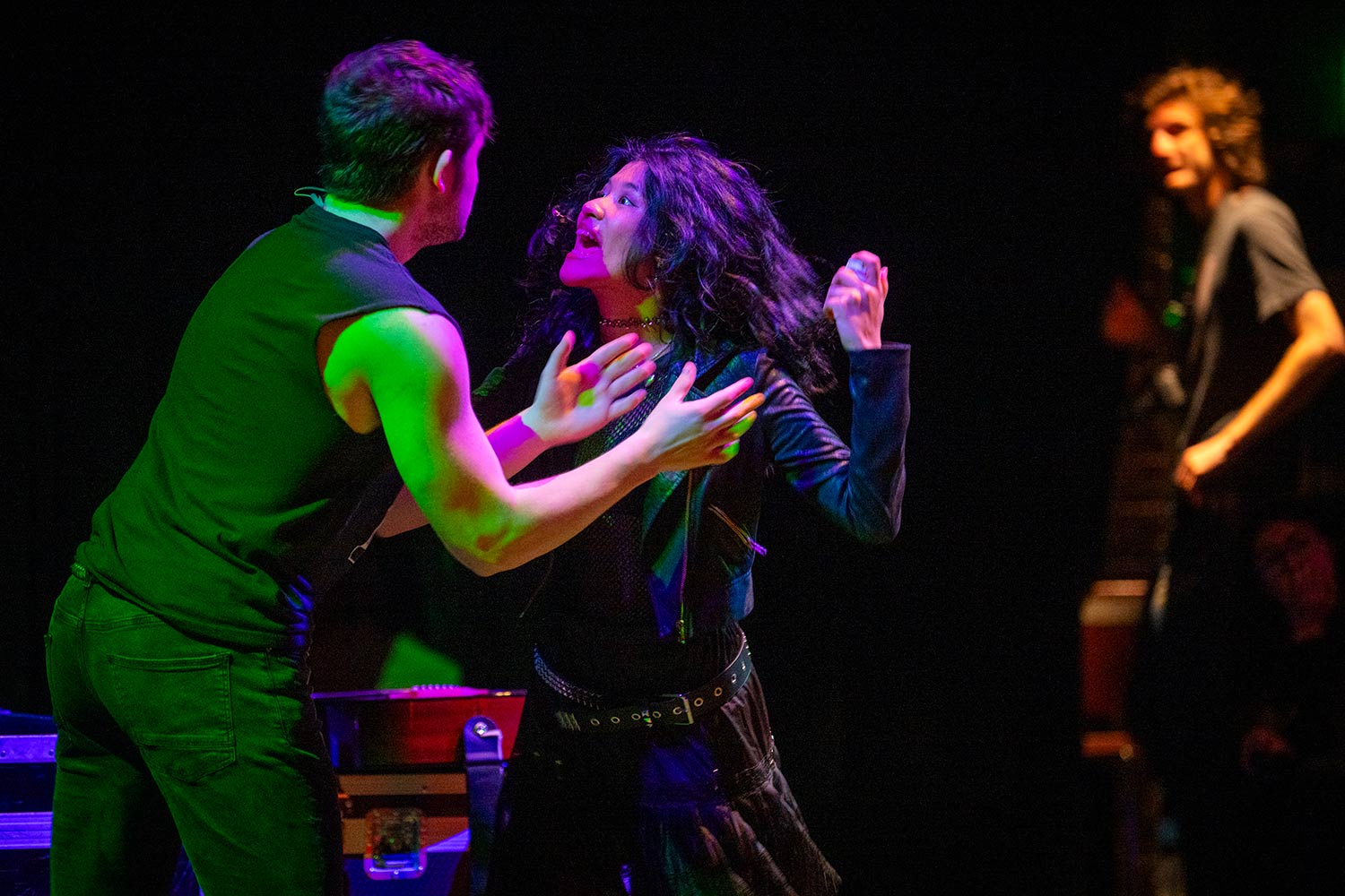 Students rehearsing for the production, American Idiot, Clark University