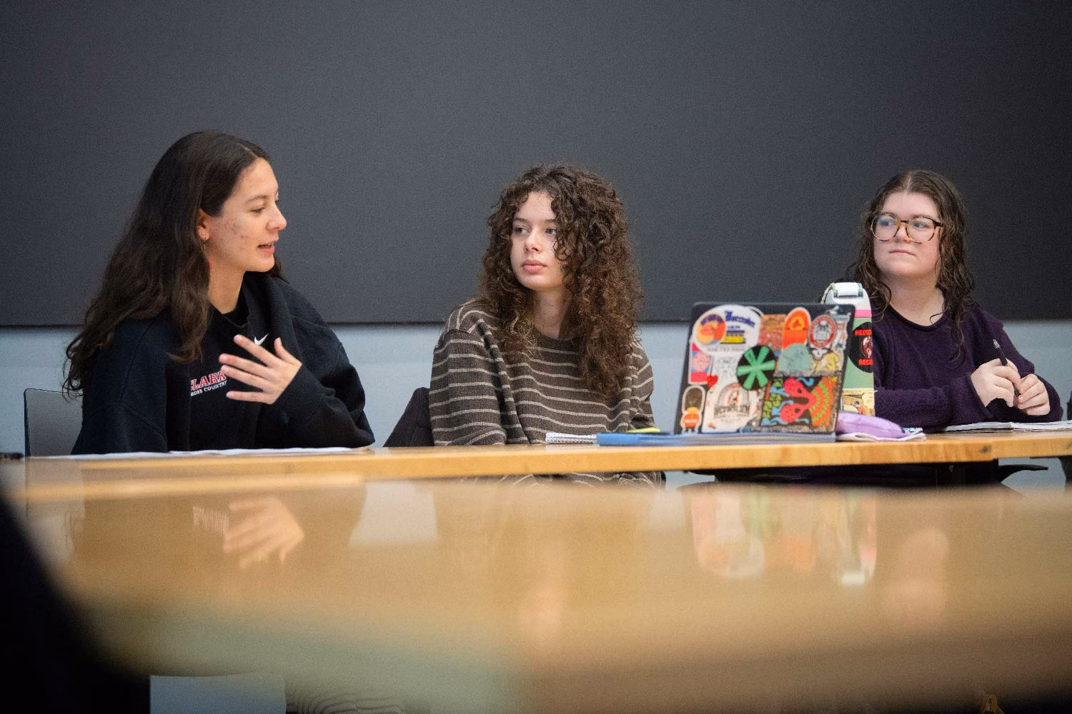 Students contribute to class discussion in the during the Art, the Public, and Worcester’s Cultural Institutions course