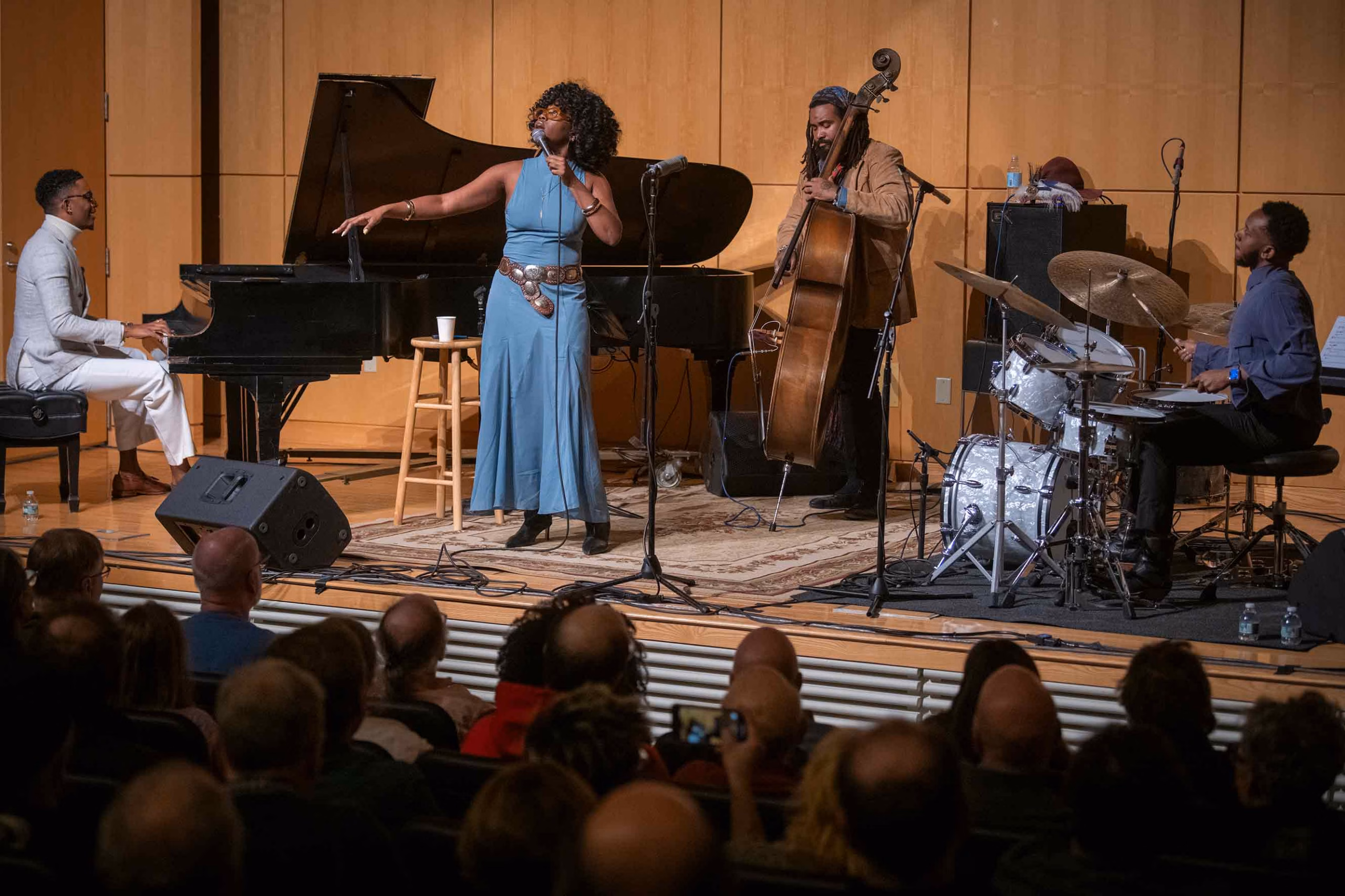 Jazz vocalist Ekep Nkwelle and her quartet opens a set with her quartet at the Geller Jazz Series.