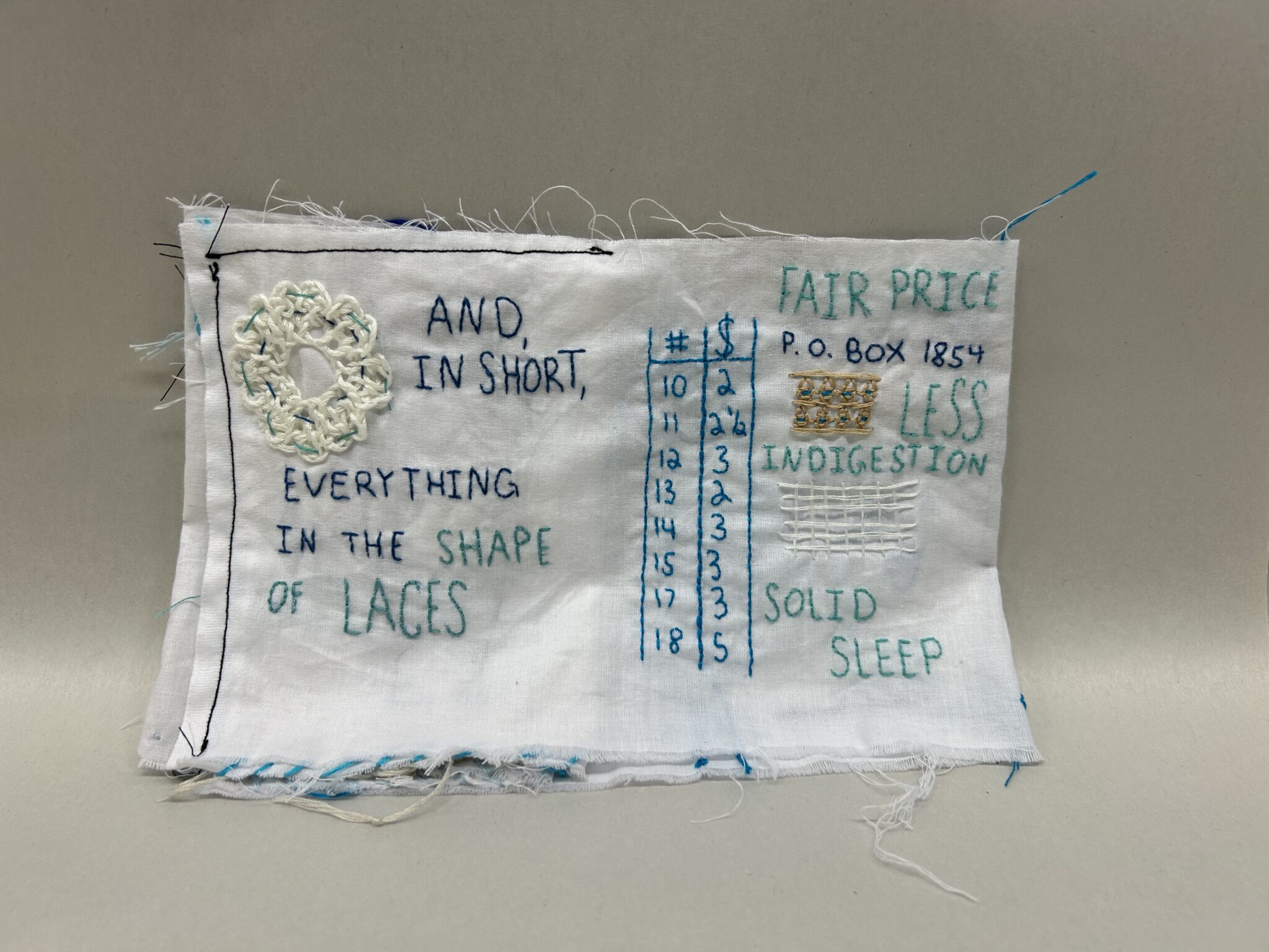 A fabric book by Clark students Claire Davies ’25, CDP ’26, and Beverly Peterson ’26.
