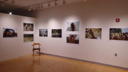 Gallery view of the joint exhibition, Kaylie Allen: Blur of Summer / Dante Diez: Protester, Shiltkamp Gallery, Clark University