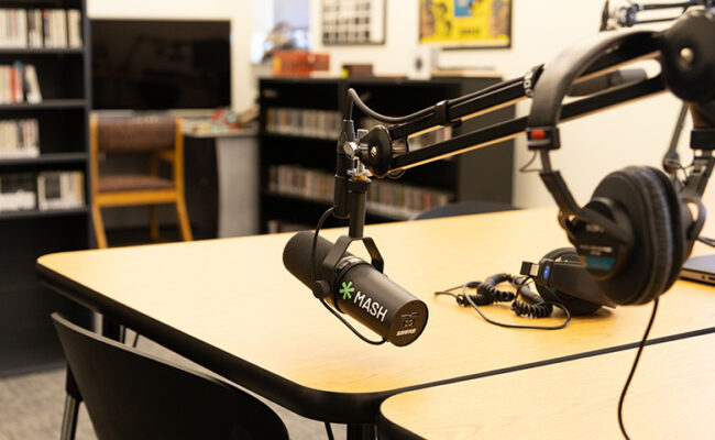 Audio recording equipment, Media Arts Study Hub, Traina Center, Clark University