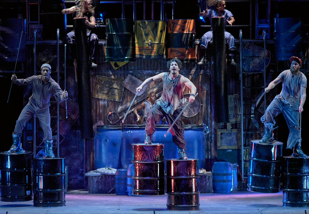 A performance of STOMP, the percussive stage phenomenon that has played to audiences across the United States, Canada, and Dubai.