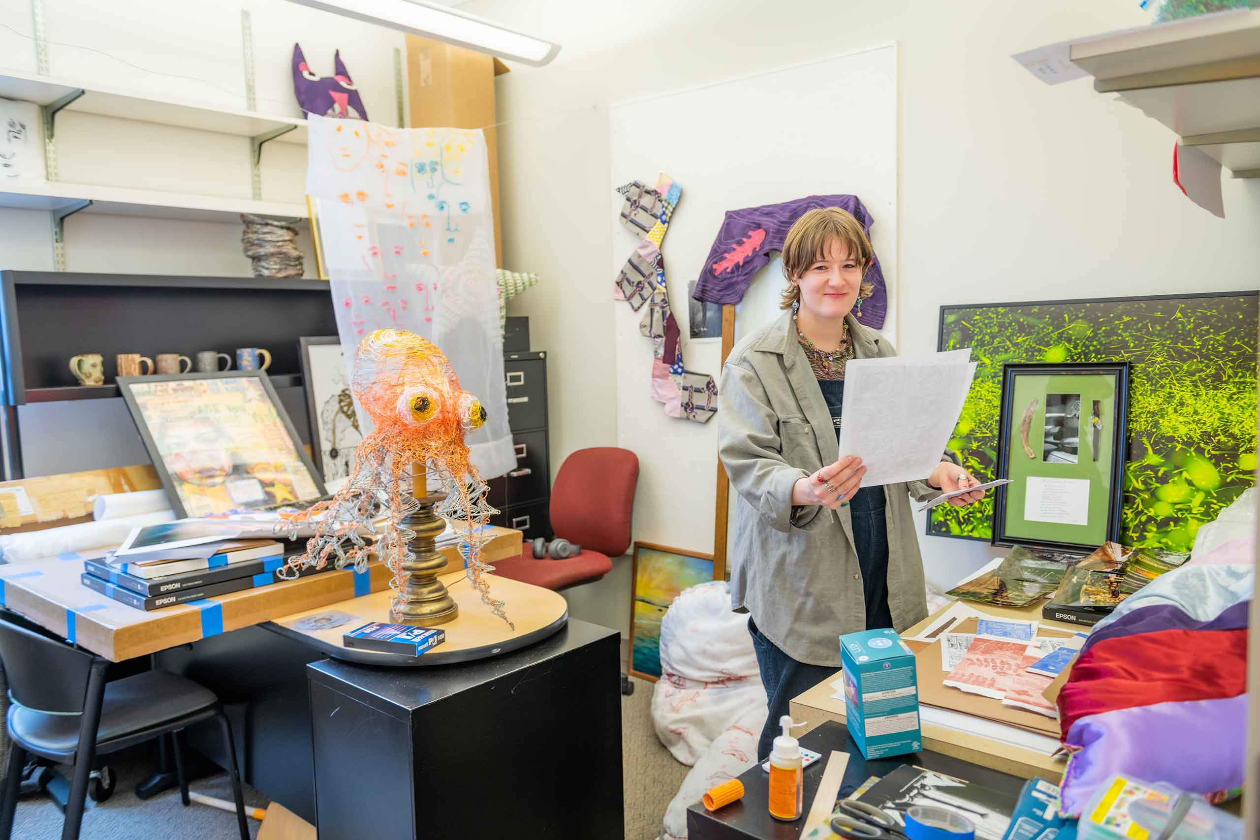 Sky Deitch ’23 working on their capstone project, The Lounge