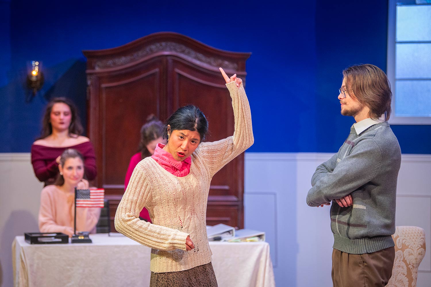 Students rehearsing for the production of Molière’s Tartuffe, Clark University