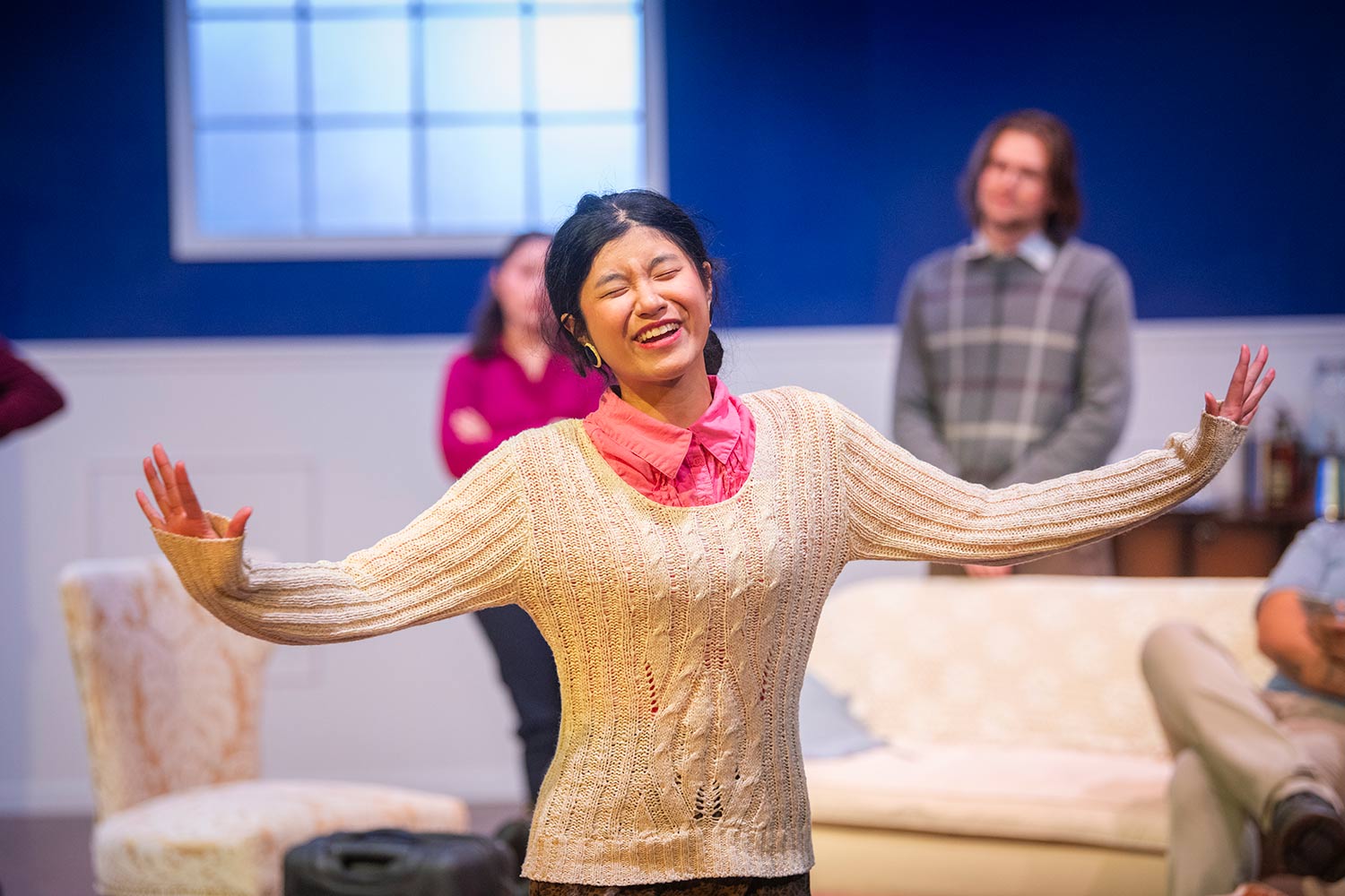 Students rehearsing for the production of Molière’s Tartuffe, Clark University