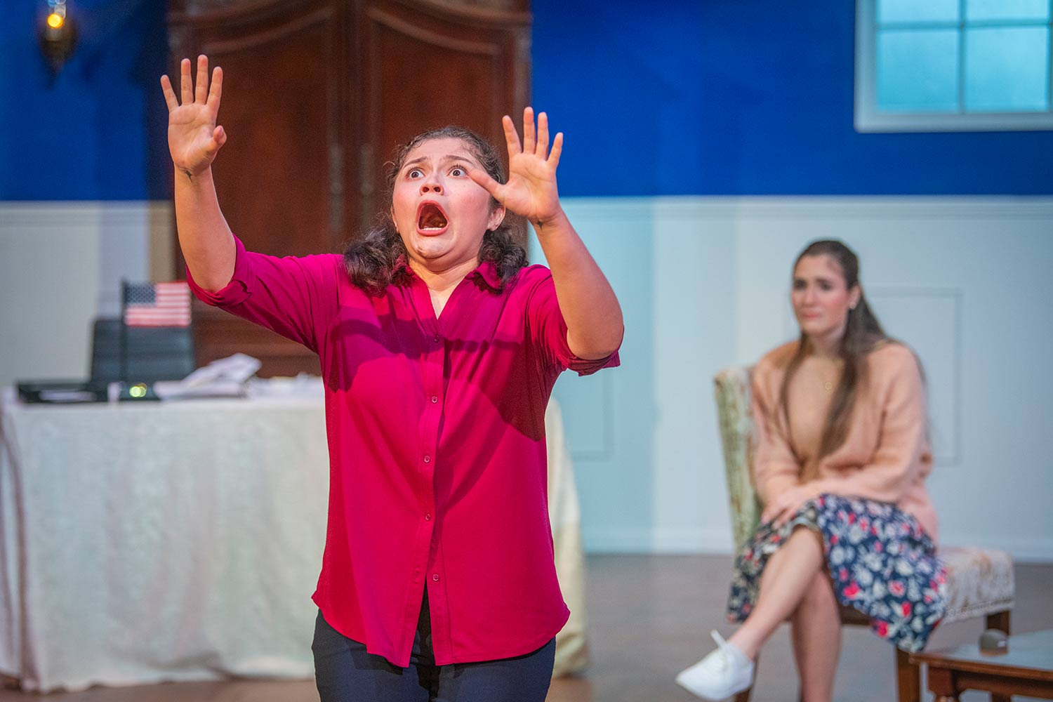 Students rehearsing for the production of Molière’s Tartuffe, Clark University