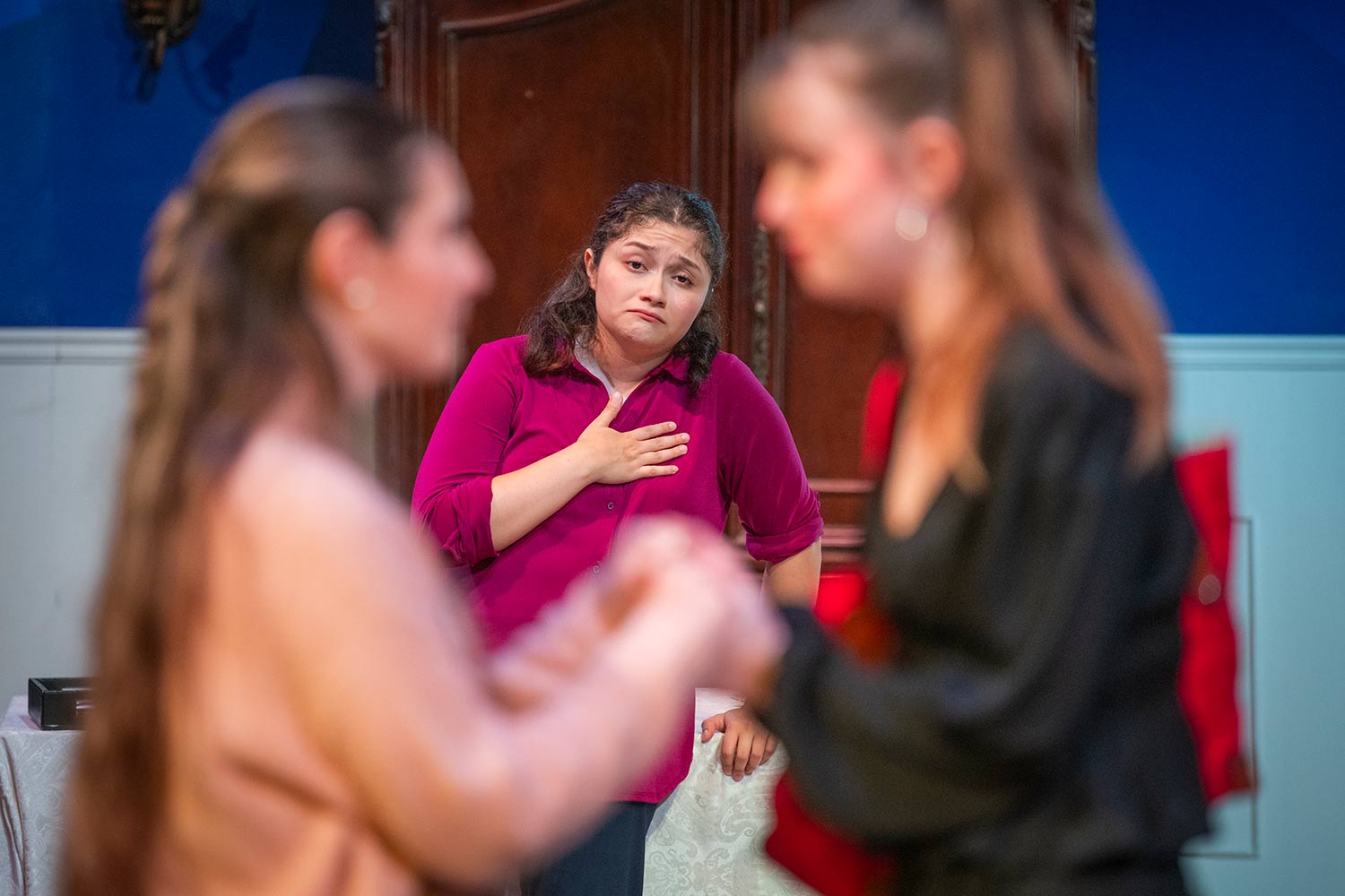 Students rehearsing for the production of Molière’s Tartuffe, Clark University