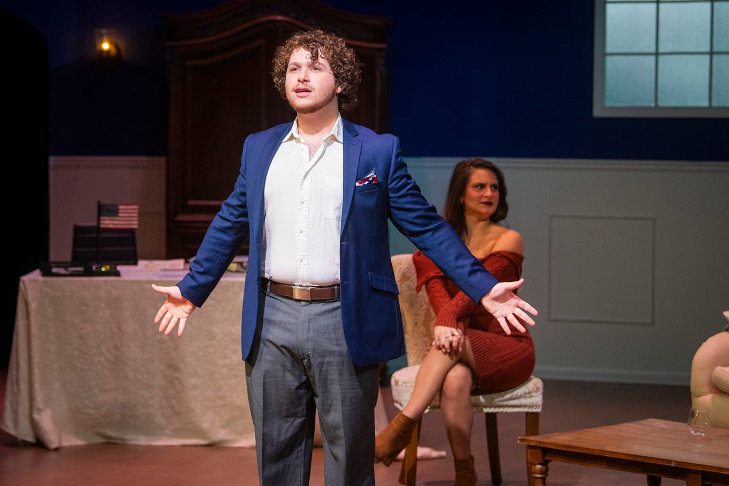 Students rehearsing for the production of Molière’s Tartuffe, Clark University