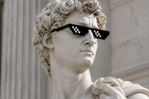 Classical stature 'meme-ified' with sunglasses