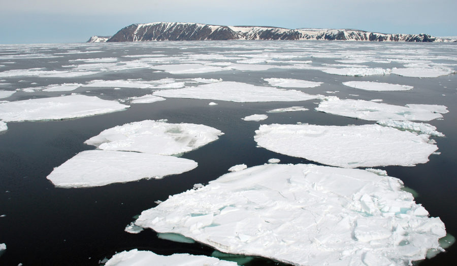 ice bergs floating in water