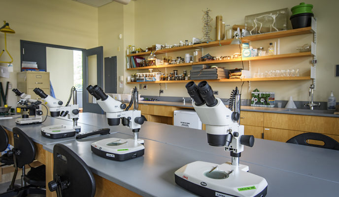 scopes on table in labs