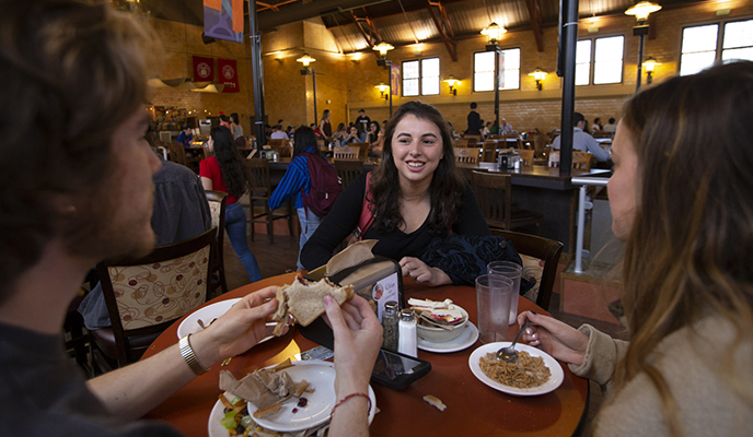 Students eating at table