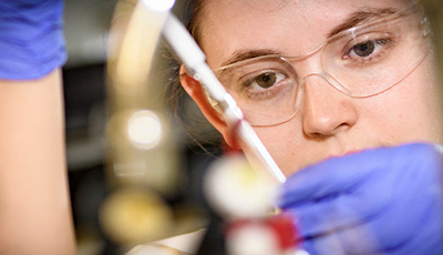 Student with test tube