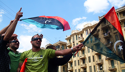 people protesting in Libya