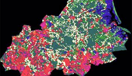 map showing suitabilities in GeoMod