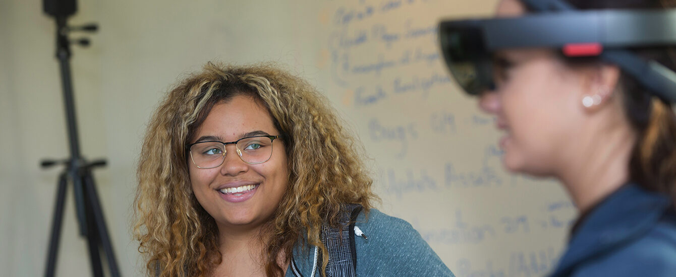 Undergraduates with VR headset