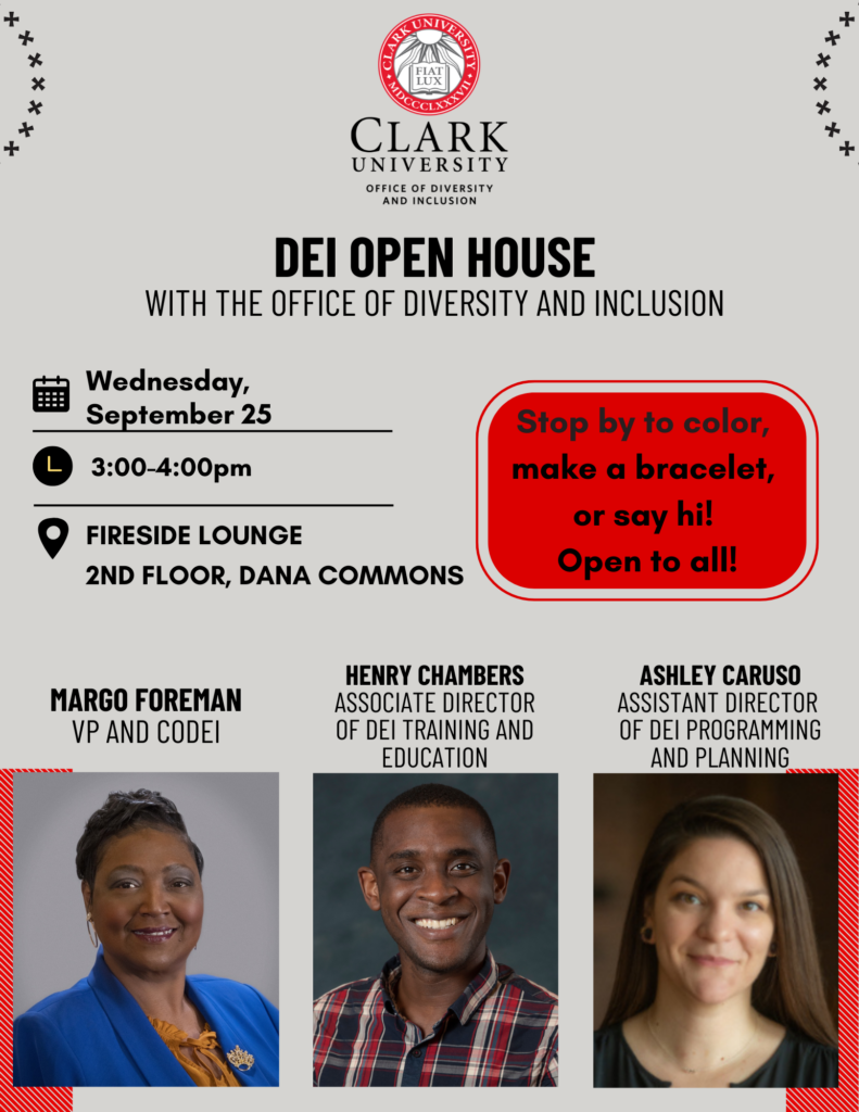 Image showing members of ODI. DEI Open House on September 25 at 3pm in Fireside Lounge